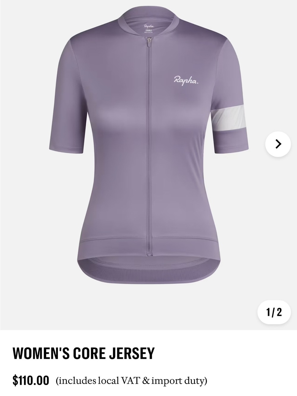 Rapha S dusted lilac, women's core jersey